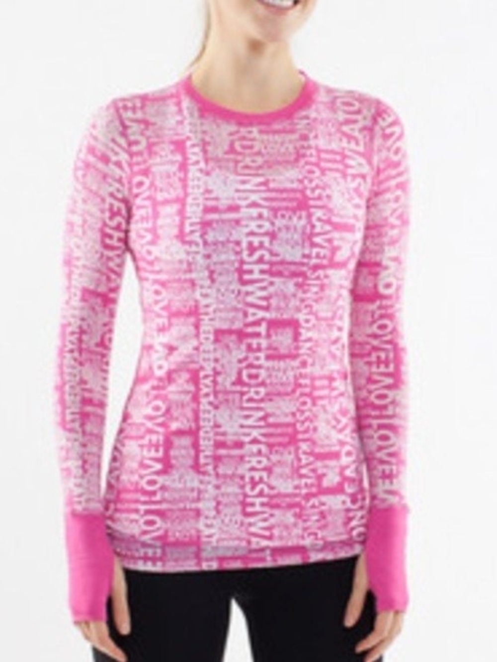 Women's Pink Graphic Long-Sleeve Crewneck Top